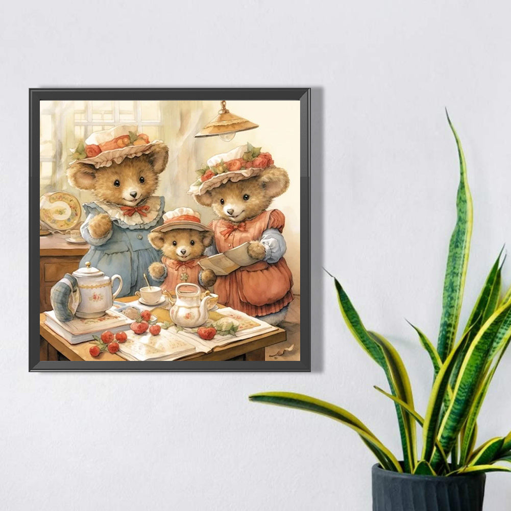 Bear Family - Full Round AB Drill Diamond Painting 30*30CM