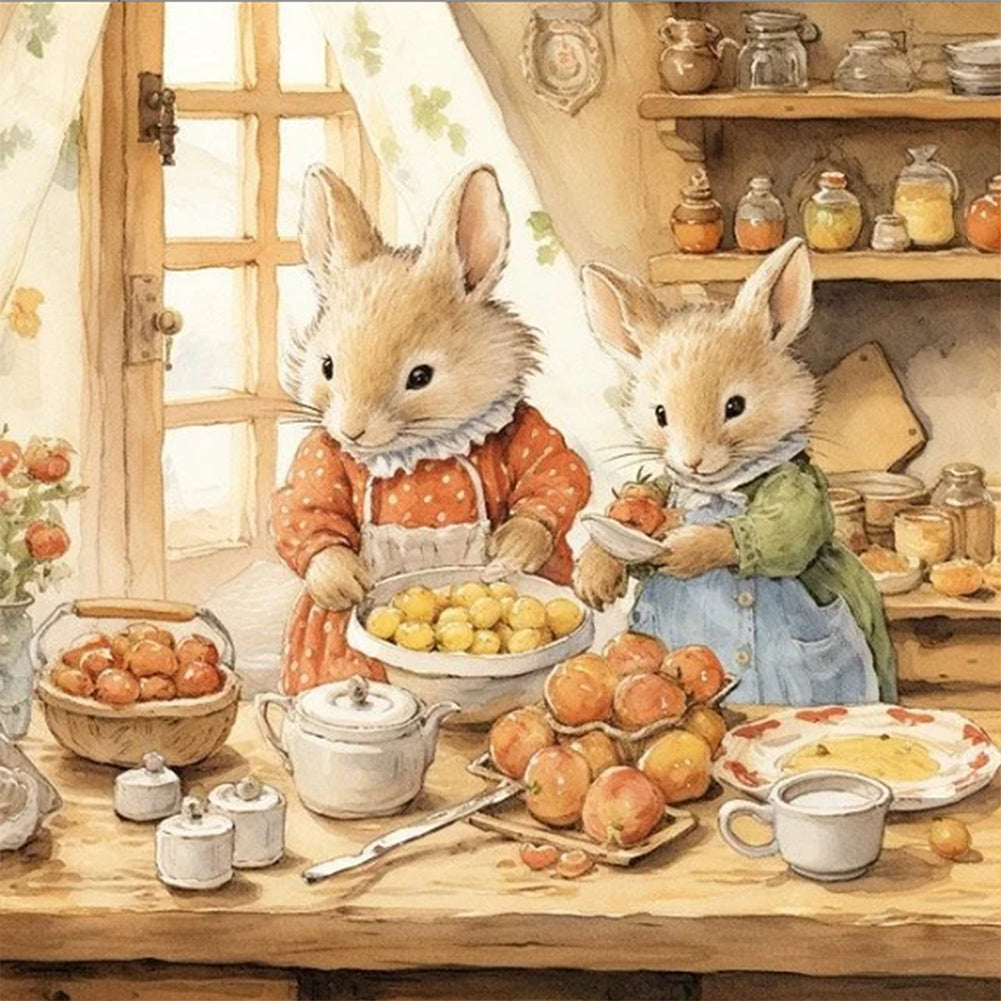 Mouse Parent-Child Time - Full Round AB Drill Diamond Painting 30*30CM