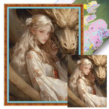 Dragon And Maiden - 11CT Stamped Cross Stitch 50*65CM