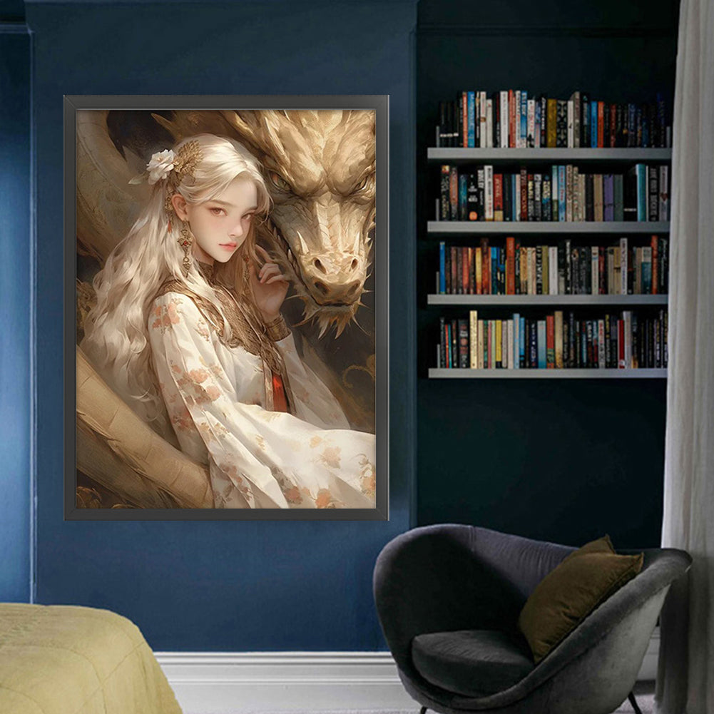 Dragon And Maiden - 11CT Stamped Cross Stitch 50*65CM