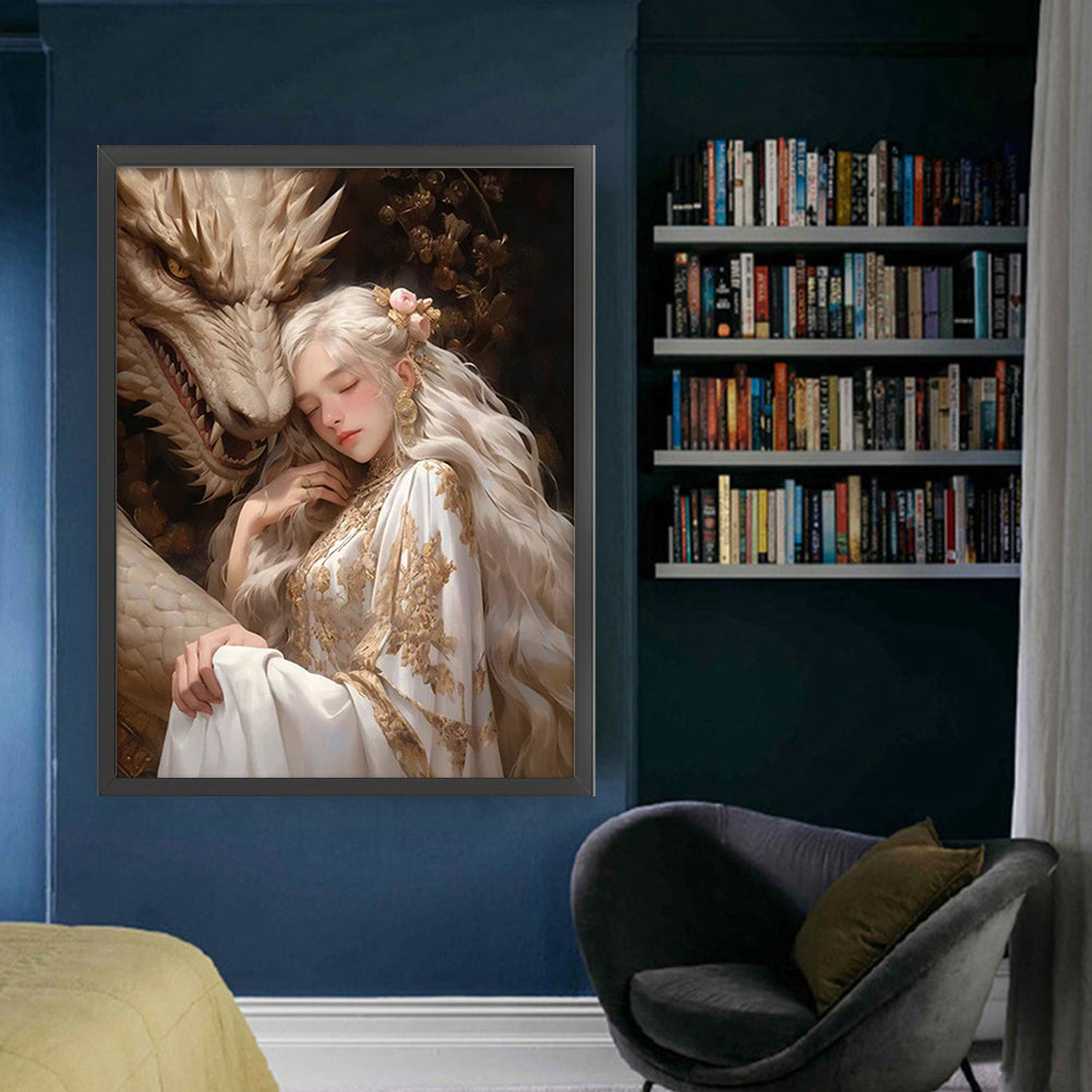 Dragon And Maiden - 11CT Stamped Cross Stitch 50*65CM