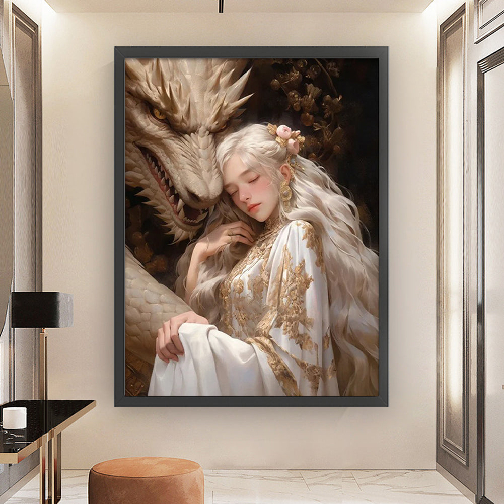 Dragon And Maiden - 11CT Stamped Cross Stitch 50*65CM