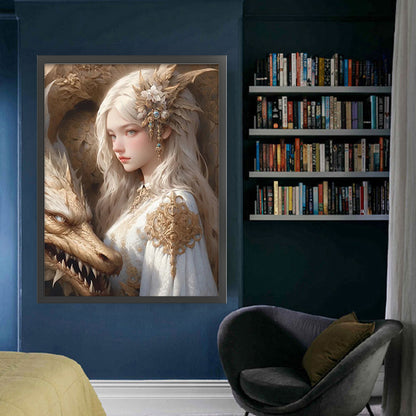 Dragon And Maiden - 11CT Stamped Cross Stitch 50*65CM