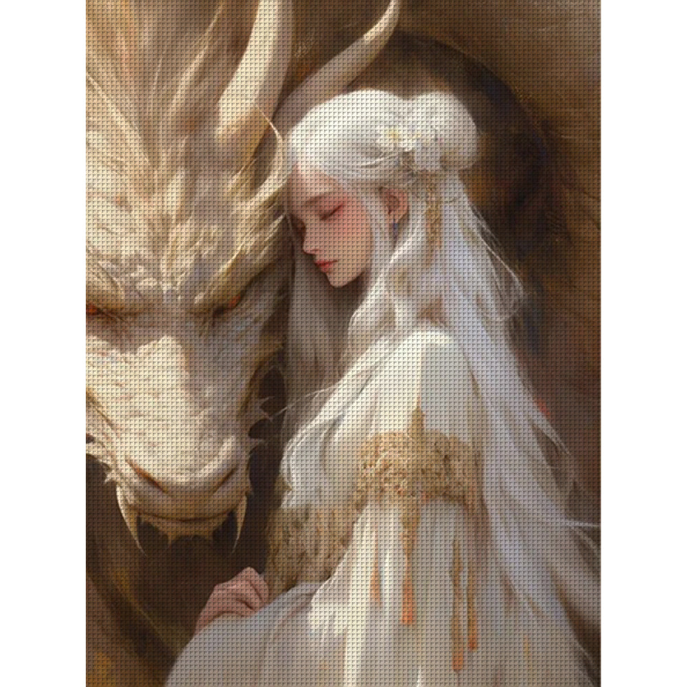 Dragon And Maiden - 11CT Stamped Cross Stitch 50*65CM