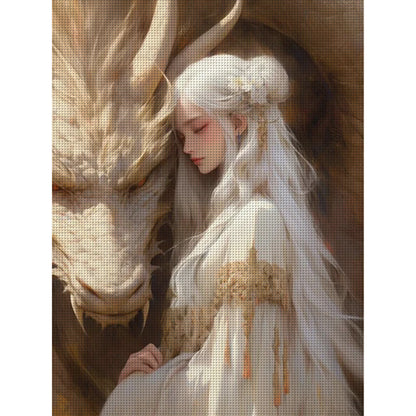 Dragon And Maiden - 11CT Stamped Cross Stitch 50*65CM