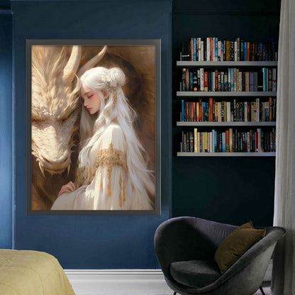 Dragon And Maiden - 11CT Stamped Cross Stitch 50*65CM
