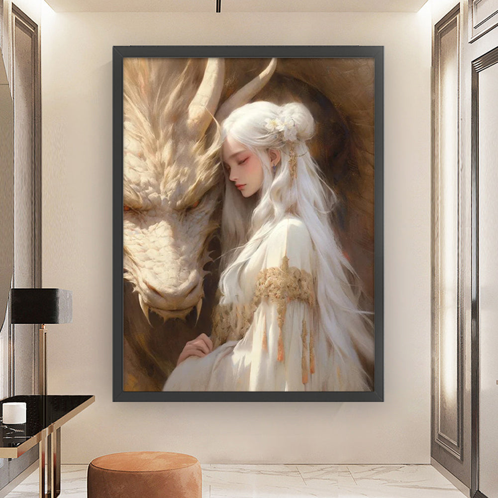 Dragon And Maiden - 11CT Stamped Cross Stitch 50*65CM