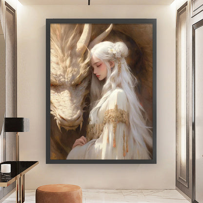 Dragon And Maiden - 11CT Stamped Cross Stitch 50*65CM