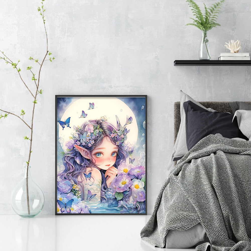 Butterfly Flower Girl - 11CT Stamped Cross Stitch 40*55CM