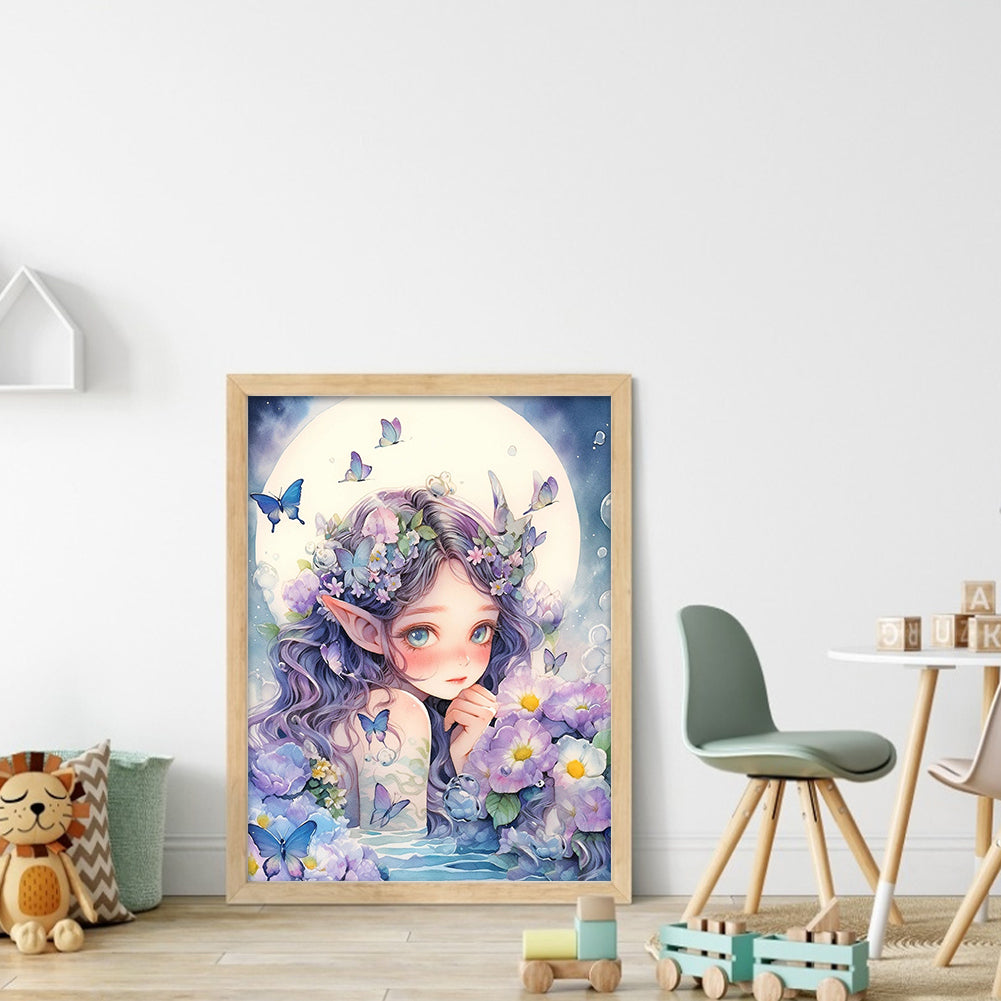 Butterfly Flower Girl - 11CT Stamped Cross Stitch 40*55CM