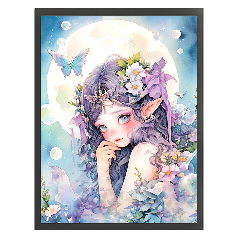 Butterfly Flower Girl - 11CT Stamped Cross Stitch 40*55CM