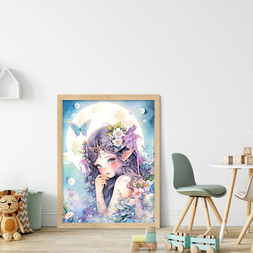 Butterfly Flower Girl - 11CT Stamped Cross Stitch 40*55CM