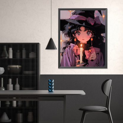 Cartoon Little Witch - Full Square Drill Diamond Painting 40*50CM