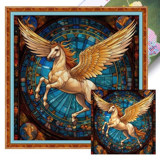 Glass Painting-Tianma - 14CT Stamped Cross Stitch 40*40CM