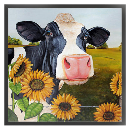 Sunflowers And Cows - 11CT Stamped Cross Stitch 40*40CM