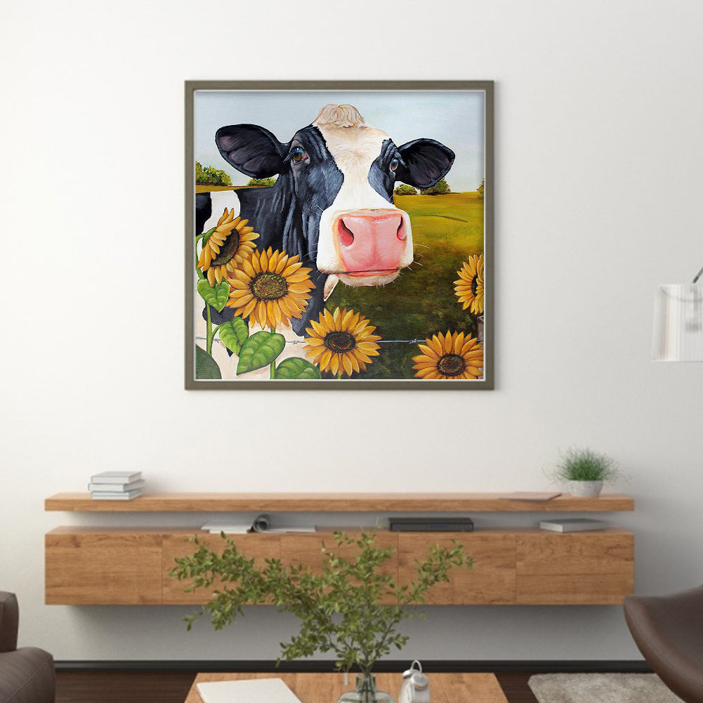 Sunflowers And Cows - 11CT Stamped Cross Stitch 40*40CM