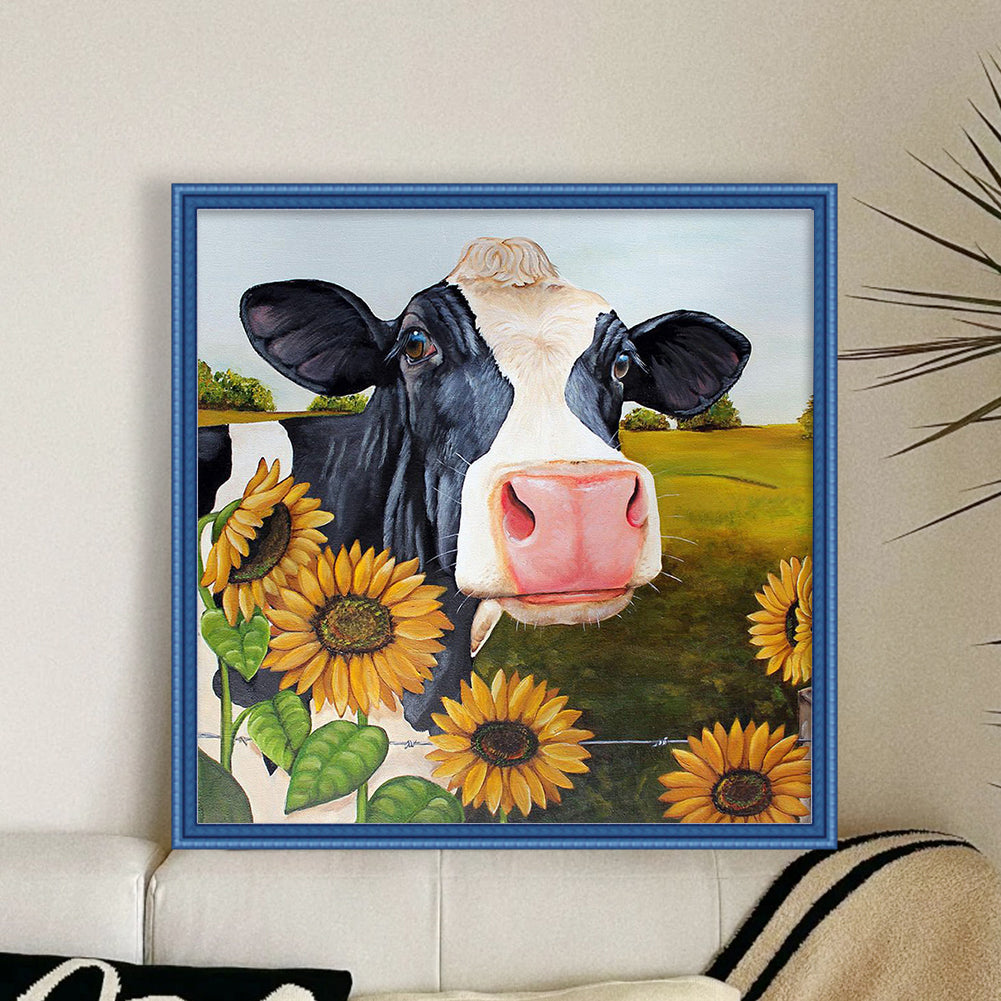 Sunflowers And Cows - 11CT Stamped Cross Stitch 40*40CM