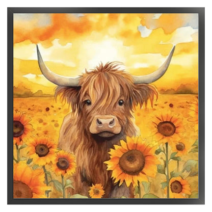 Sunflower And Yak - 11CT Stamped Cross Stitch 40*40CM