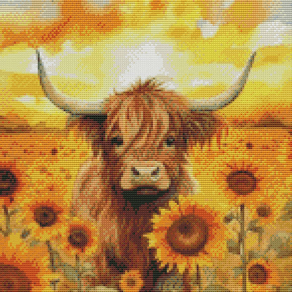 Sunflower And Yak - 11CT Stamped Cross Stitch 40*40CM