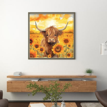 Sunflower And Yak - 11CT Stamped Cross Stitch 40*40CM