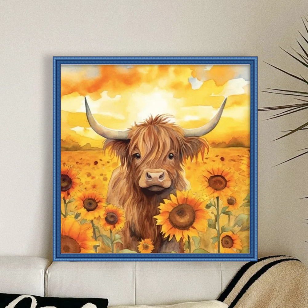 Sunflower And Yak - 11CT Stamped Cross Stitch 40*40CM