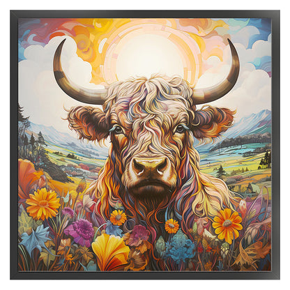 Flowers And Yak - 11CT Stamped Cross Stitch 40*40CM