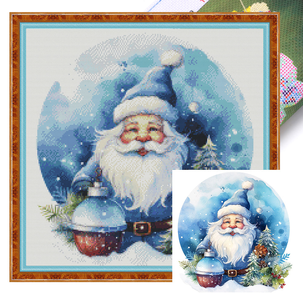 Blue Santa Claus - 11CT Stamped Cross Stitch 50*50CM