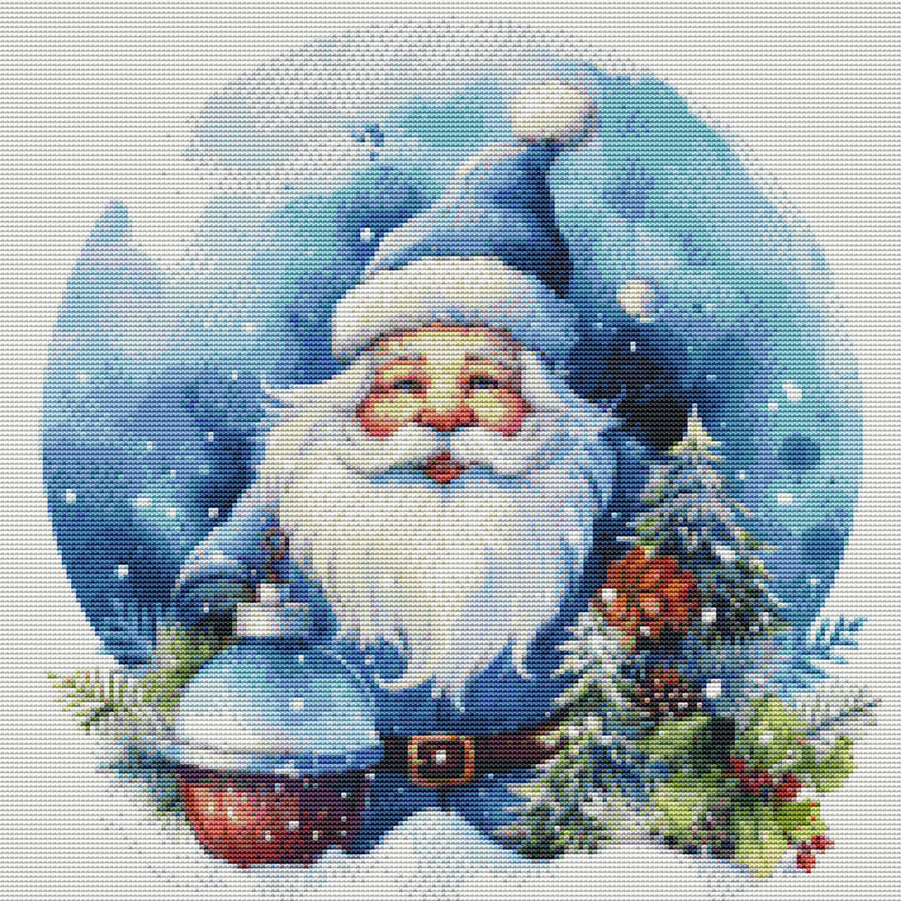 Blue Santa Claus - 11CT Stamped Cross Stitch 50*50CM