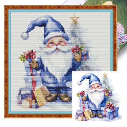 Blue Santa Claus - 11CT Stamped Cross Stitch 50*50CM