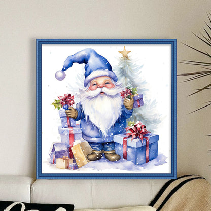 Blue Santa Claus - 11CT Stamped Cross Stitch 50*50CM