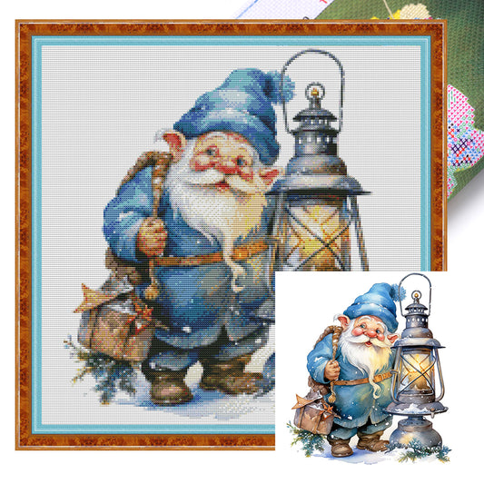 Blue Santa Claus - 11CT Stamped Cross Stitch 50*50CM