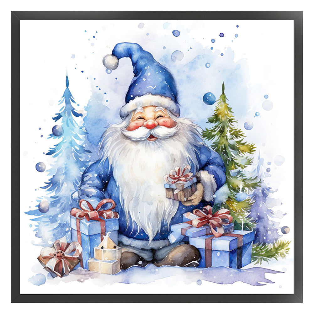 Blue Santa Claus - 11CT Stamped Cross Stitch 50*50CM