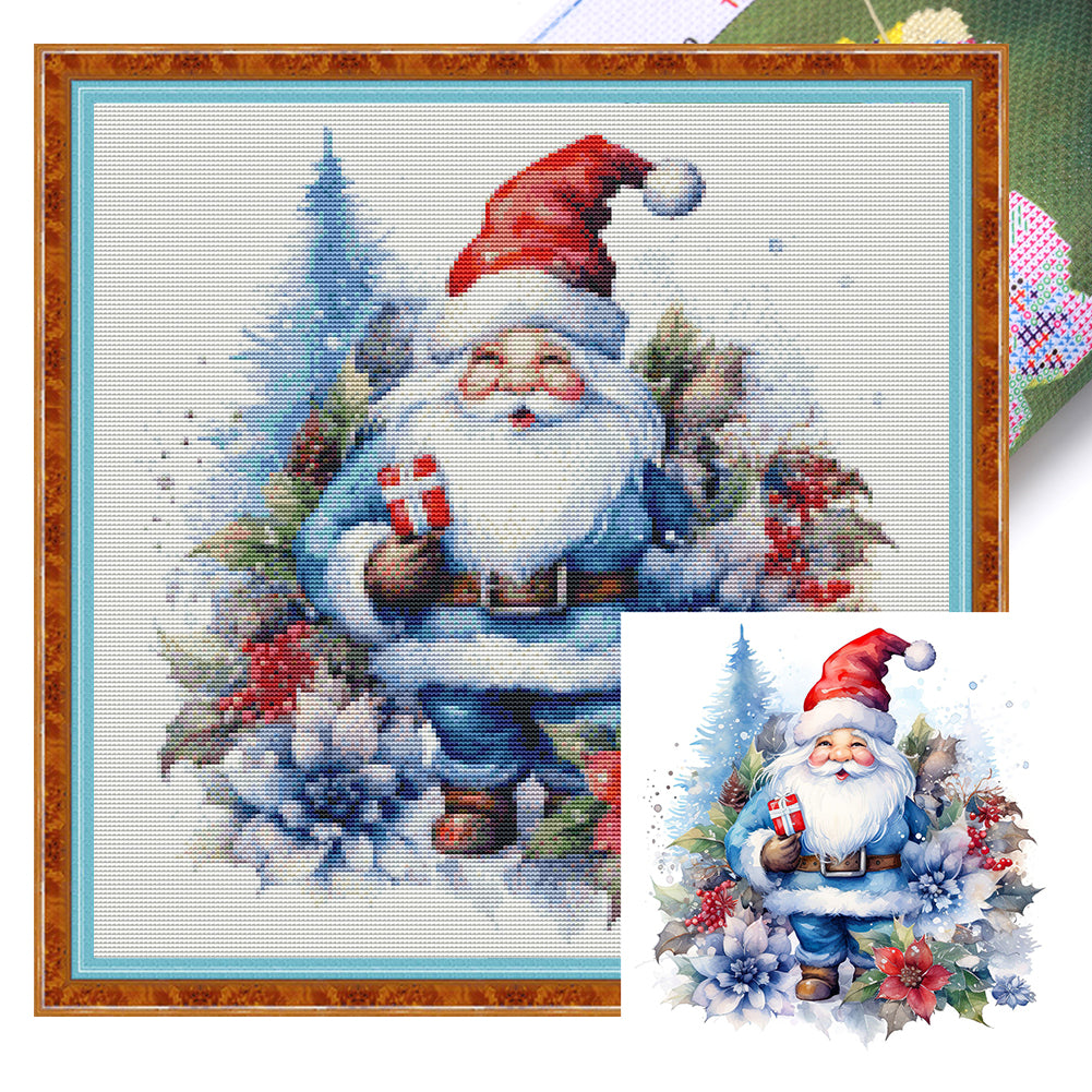 Blue Santa Claus - 11CT Stamped Cross Stitch 50*50CM