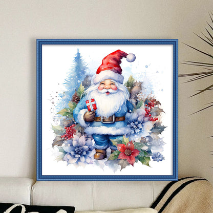 Blue Santa Claus - 11CT Stamped Cross Stitch 50*50CM