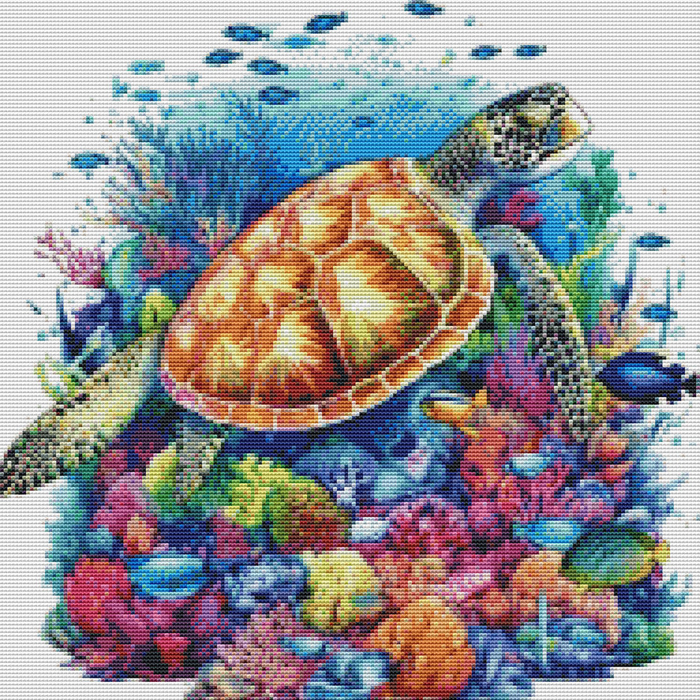 Sea Turtle - 14CT Stamped Cross Stitch 40*40CM