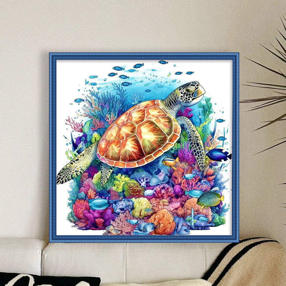 Sea Turtle - 14CT Stamped Cross Stitch 40*40CM