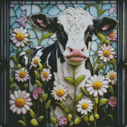 Glass Painting-Cow - 14CT Stamped Cross Stitch 40*40CM