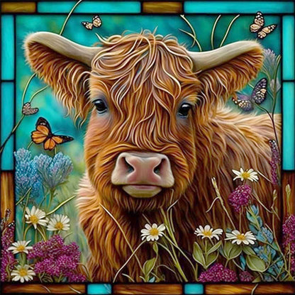 Glass Painting-Cow - 14CT Stamped Cross Stitch 40*40CM