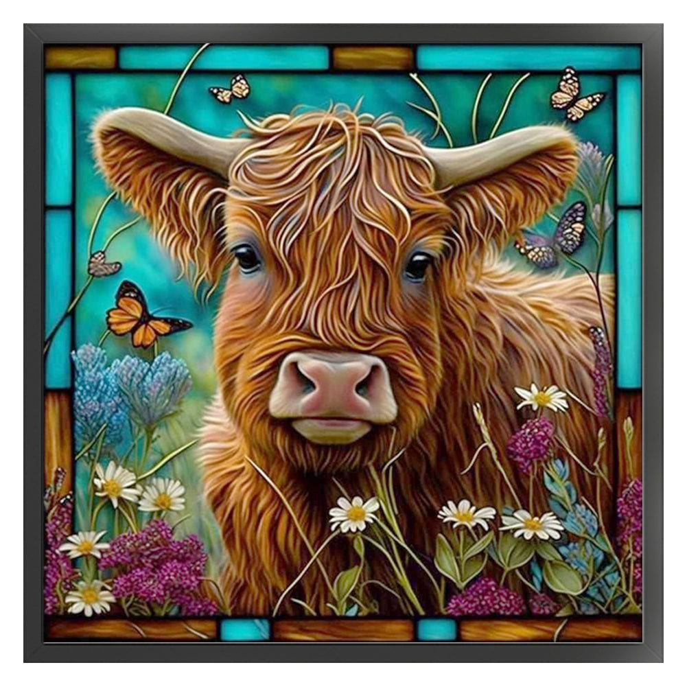 Glass Painting-Cow - 14CT Stamped Cross Stitch 40*40CM