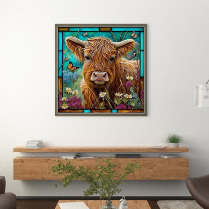 Glass Painting-Cow - 14CT Stamped Cross Stitch 40*40CM