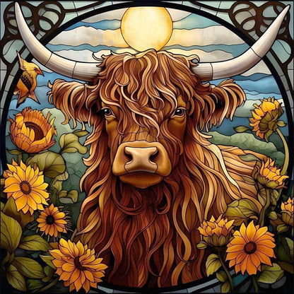 Glass Painting-Cow - 14CT Stamped Cross Stitch 40*40CM