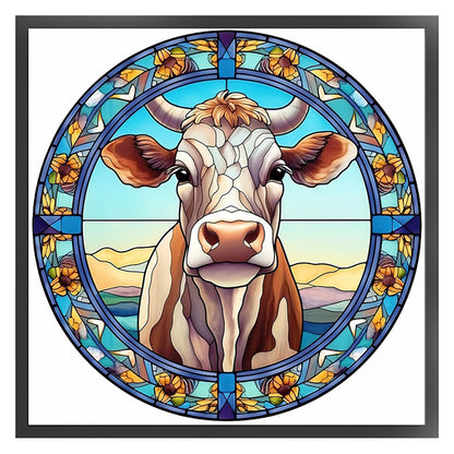 Glass Painting-Cow - 18CT Stamped Cross Stitch 20*20CM