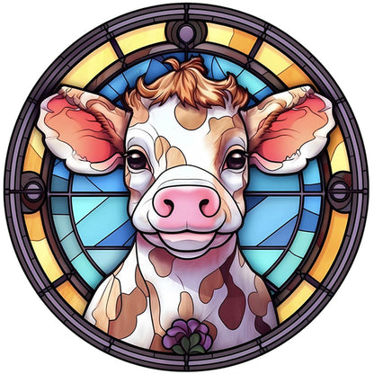 Glass Painting-Cow - 18CT Stamped Cross Stitch 20*20CM