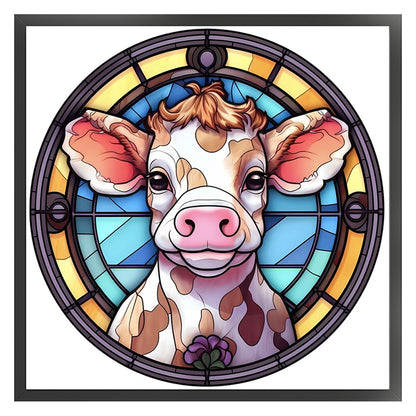 Glass Painting-Cow - 18CT Stamped Cross Stitch 20*20CM