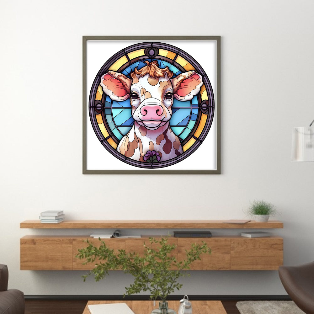 Glass Painting-Cow - 18CT Stamped Cross Stitch 20*20CM