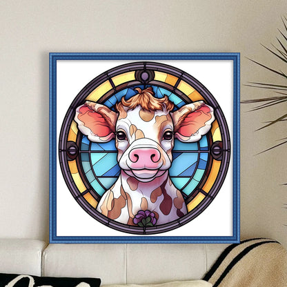 Glass Painting-Cow - 18CT Stamped Cross Stitch 20*20CM