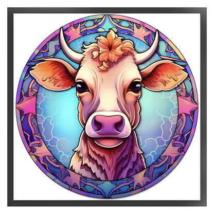 Glass Painting-Cow - 18CT Stamped Cross Stitch 20*20CM