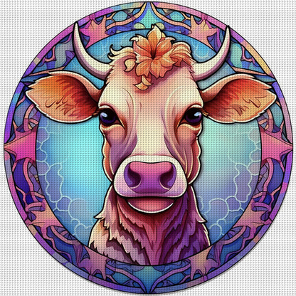 Glass Painting-Cow - 18CT Stamped Cross Stitch 20*20CM