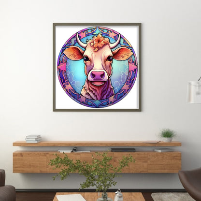 Glass Painting-Cow - 18CT Stamped Cross Stitch 20*20CM