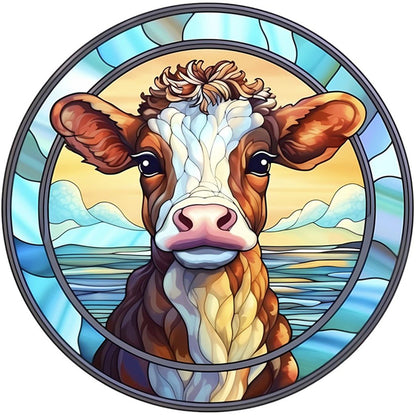 Glass Painting-Cow - 18CT Stamped Cross Stitch 20*20CM